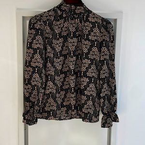 Tucker black and khaki silk blouse